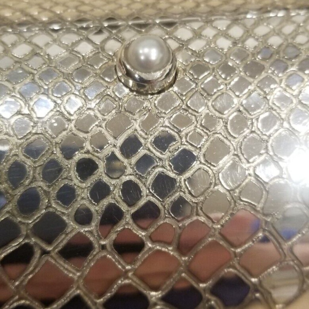 Rare 1 Of 2 Monica Rich Kosann Python Snakeskin Silver Vanity Bag Clutch Handbag — image 7 of 8